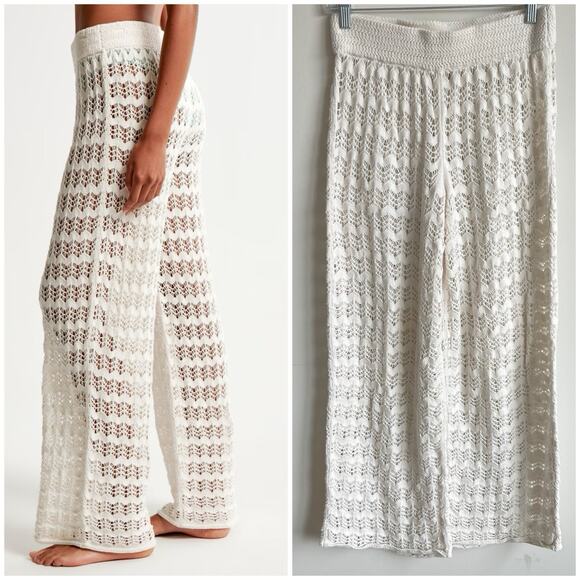 Abercrombie & Fitch Pants - Abercrombie & Fitch Crochet Swim Cover Up Wide Leg Pants Women’s Small